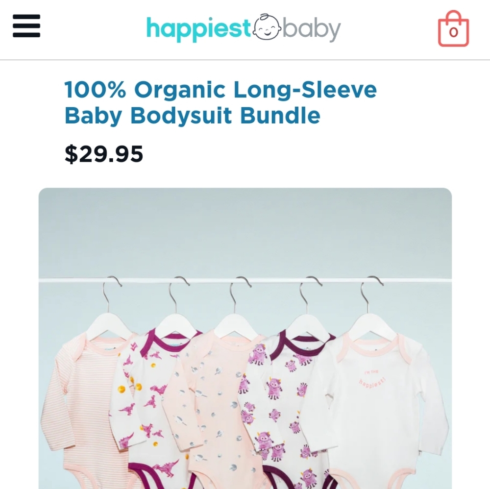Happiest Baby 0-3 mo 5 pack long sleeve onesies BRAND NEW